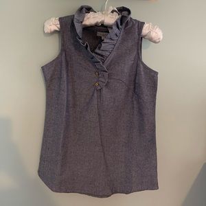 MudPie Sleeveless Ruffle Chambray Top